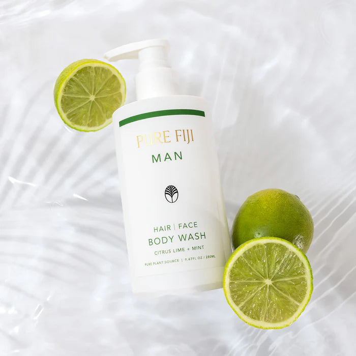 Pure Fiji MAN Hair Face & Body Wash Citrus Lime + Mint 280ml